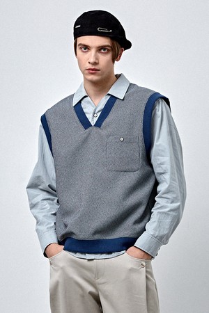 [커스텀어스] 내추럴 매쉬 오버핏 베스트 CXS24SKVT272 BLU