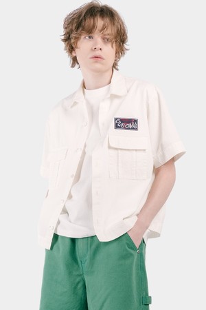 빅 포켓 세미 오버핏 립스타 워싱 남자 아우터 반팔셔츠 CXS25MWSH403 WHI