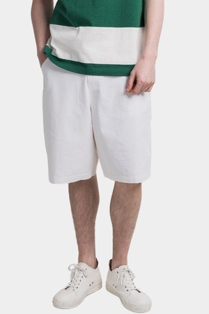 바이오 워싱 오버핏 밴딩 남자 하프 팬츠 CXS25MWHP416 WHI