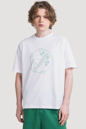 써클 크랙 로고 프린트 남자 라운드 반팔 티셔츠 CXS25MKRT608 WHI