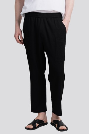 허리 전체 E-밴딩 6-포켓 스트링 9부 일자핏 남자 팬츠 CXS25MWPT601 BLA