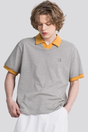 카라배색 스트라이프 남자 반팔 카리티셔츠 CXS25MKKT605 MGY