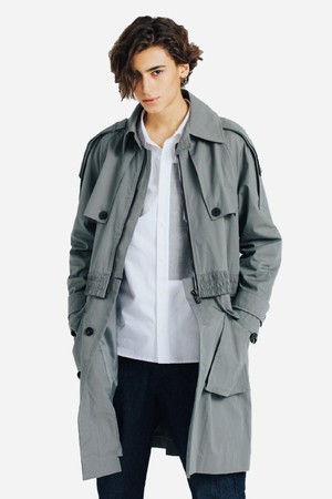 점퍼 레이어드 남자 하프 트렌치 코트 CTS22FWBY940 GRY