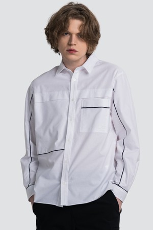 샴브레이 옥스포드 하미다시 트리밍 남성셔츠 CXS23SWSH280 WHI