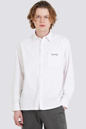 남자 스티치배색 코튼트윌 로고자수 긴팔 셔츠 CXS25FWSH908 IVY