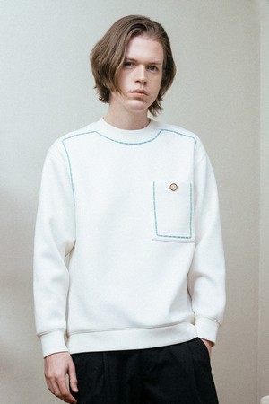 볼륨 스티치 라인 오버핏 맨투맨 티셔츠 CXS24SKMT301 IVY