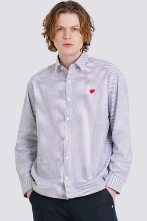 남자 미니하트로자수 스트라이프 긴팔셔츠 CXS25FWSH922 NAV