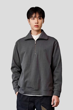 코튼8수 반집업 카라 티셔츠 CTS23WKPOA43 GRY