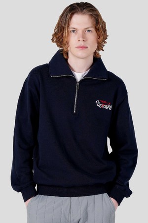 남자 로고자수 하프집업 스웻셔츠 CXS25FKKT918 NAV