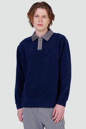 남자 골덴에리배색 겨울 기모 카라티셔츠 CXS25WKKTB09 BLU