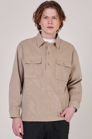 남자 빅포켓 코듀로이 겨울 오버핏 셔츠 CXS25WWSHB07 BEI
