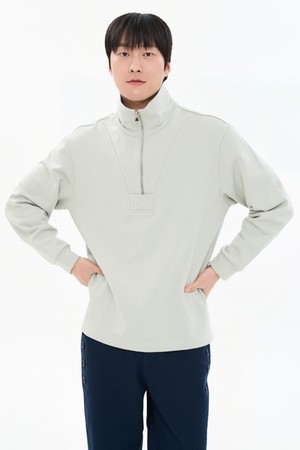 남자 피그먼트 헤비 쭈리 코튼 100% 하프 집업 스웨트셔츠 맨투맨 CXS26SKMT203 KHA