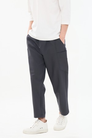 남자 변형 주머니 절개라인 배기핏 허리 전체 E밴딩 9부 슬랙스 CXS26SWPT210 GRY