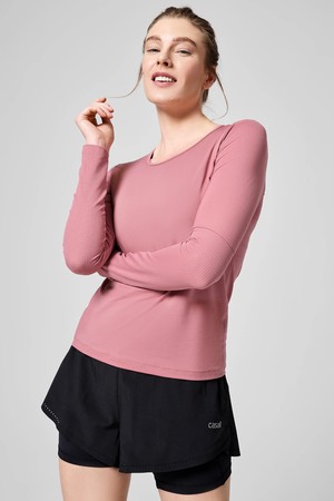 에센셜 메쉬 디테일 롱 슬리브_PINK-a