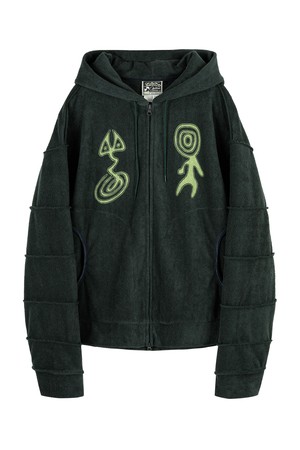 Segmented Sleeve Towel Logo Hoodie_D/GREEN