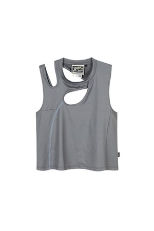Curved Cutout Tank Top_CHARCOAL