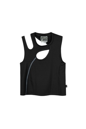 Curved Cutout Tank Top_BLACK