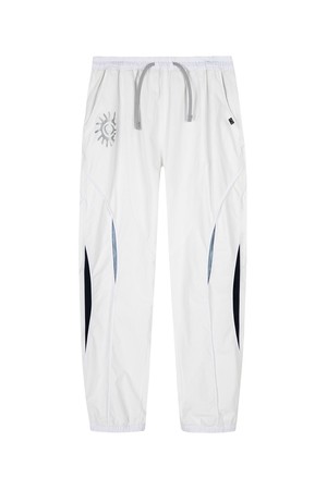 Curved Mesh Panel Track Pants_WHITE