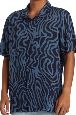 남성 레오파드 레귤러핏 반팔 셔츠 (QE21ST022KTP)