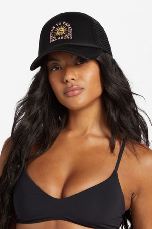 여성 블랙 전면 프린팅 캡 모자 (WE13CP053CZJ)