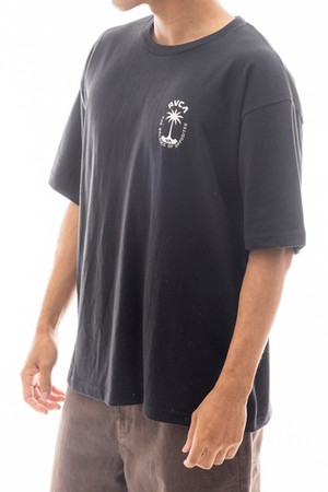 남성 블랙 오버사이즈 니트 저지 반팔 티셔츠(VE11ST026BLK)