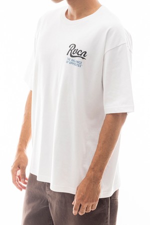 남성 화이트 오버 니트 저지 반팔 티셔츠(VE11ST029WHT)