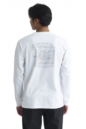 X BLANK CANVAS 남성 화이트 긴팔 티셔츠 (QE11LT117WHT)