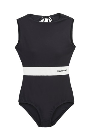 빌라봉 여성 블랙 콘트라스트 원피스 수영복 (WE21BK220BPB)
