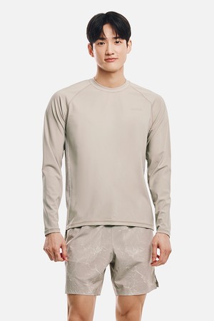 [배럴] 맨 릴렉스핏 크랙 배색 래쉬가드 샌드 (B6SMWRG101SND)_BEIGE-a