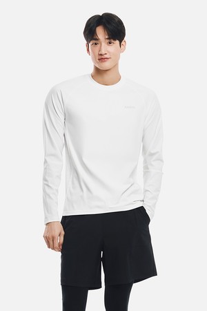 [배럴] 맨 릴렉스핏 크랙 배색 래쉬가드 오프화이트 (B6SMWRG101OWT)_WHITE-a