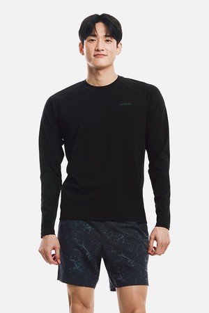 [배럴] 맨 릴렉스핏 크랙 배색 래쉬가드 블랙 (B6SMWRG101BLK)_BLACK-a