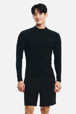 [배럴] 맨 에센셜 스탠다드핏 집업 래쉬가드 블랙 (B6SMWZR102BLK)_BLACK-a