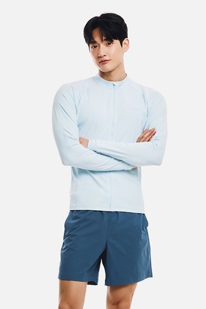 [배럴] 맨 에센셜 스탠다드핏 집업 래쉬가드 아쿠아블루 (B6SMWZR102AQB)_BLUE-a