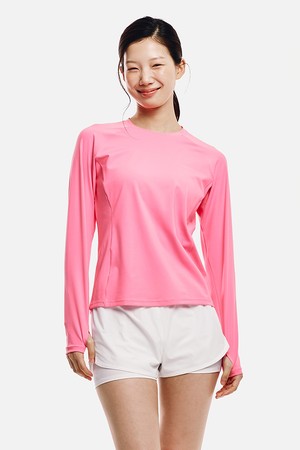 [배럴] 우먼 에센셜 릴렉스핏 래쉬가드 딥핑크 (B6SWWRG001DPK)_PINK-a