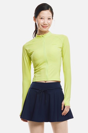 [배럴] 우먼 에센셜 크롭 집업 래쉬가드 라임 (B6SWWCZ001LIM)_YELLOW-a