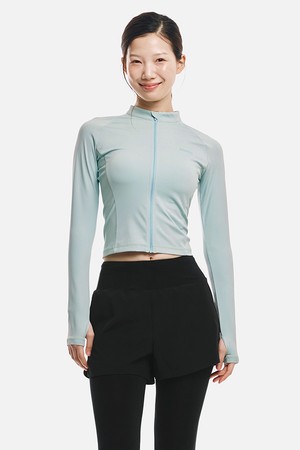 [배럴] 우먼 에센셜 크롭 집업 래쉬가드 풀민트 (B6SWWCZ001FMT)_GREEN-a