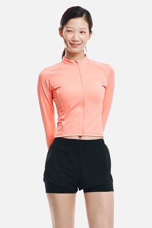 [배럴] 우먼 에센셜 크롭 집업 래쉬가드 코랄 (B6SWWCZ001CRL)_ORANGE-a