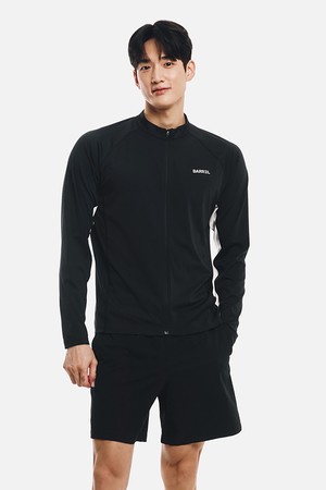 [배럴] 맨 에센셜 릴렉스핏 배색 집업 래쉬가드 블랙  (B6SMWZR103BLK)_BLACK-a