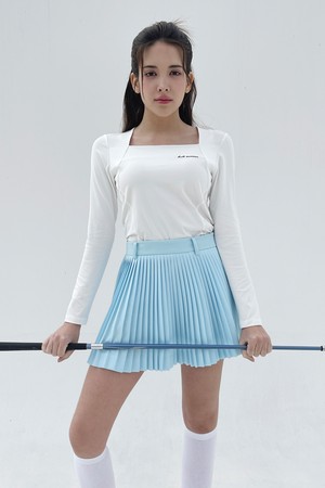 하프 플리츠 스커트 [스카이 블루]_BLUE-a