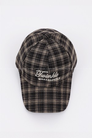 [퍼디] 글로리 체크 자수 볼-cap_BLACK-a