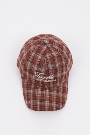 [퍼디] 글로리 체크 자수 볼-cap_WINE-a