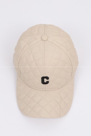 [퍼디] 퀼팅 C자수 볼-cap_BEIGE-a