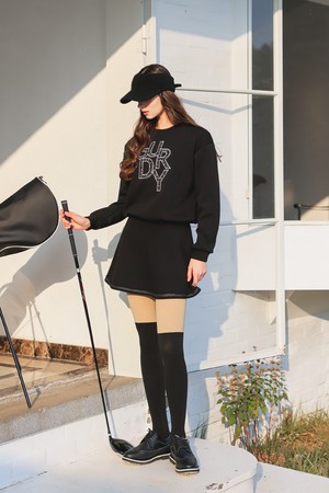 [퍼디] SET/네오프렌 트위드 기모 스커트세트 [블랙+블랙]_BLACK-a