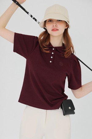 [퍼디] 라운딩 피케이 슬림 카라티 [다크와인]_WINE-a