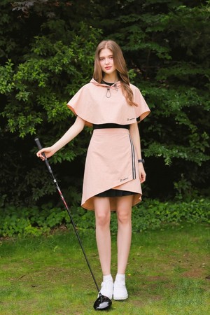 [퍼디] SET/레인 판쵸자켓+랩 스커트세트_PINK-a