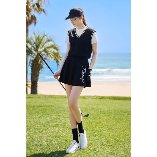 [퍼디] SET/파워 텐션 베스트 스커트세트 [블랙+블랙]