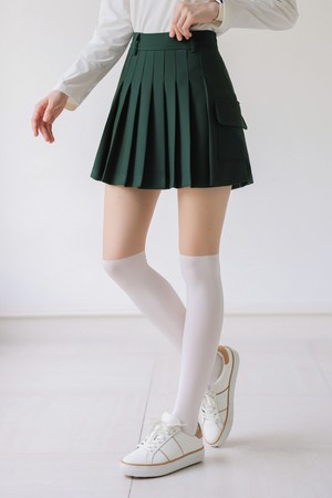 [퍼디] 포켓 큐롯 플리츠 스커트 [딥그린]_GREEN-a
