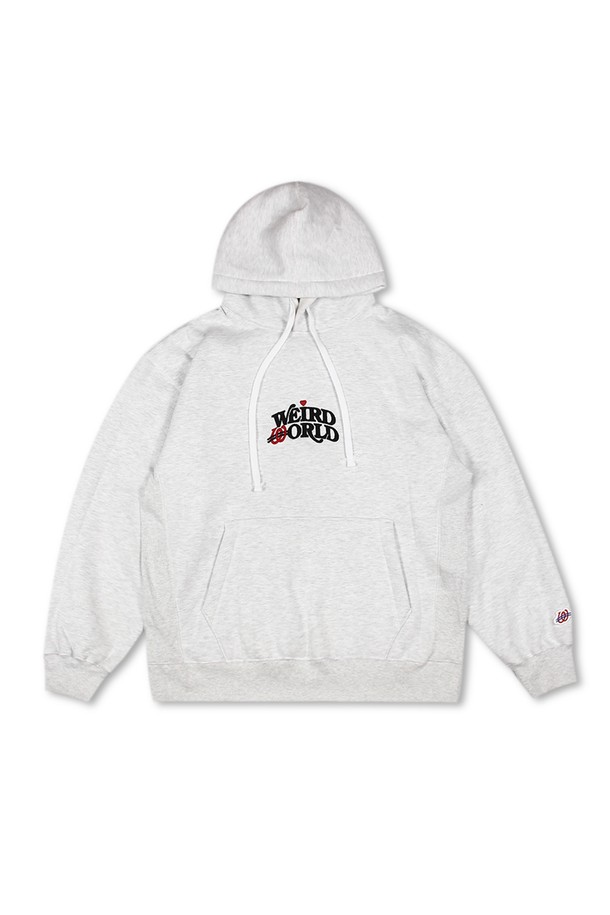 위얼드월드 하트로고 헤비스웻 후디_멜란지 (MELANGE)는 부드러운 터치감의 헤비웨이트 면 소재로 제작되어 높은 보온성을 자랑하는 후드티입니다. 멜란지 컬러에 하트 로고 패턴이 포인트로 들어가 캐주얼하고 스트릿한 스타일을 연출합니다. 루즈핏으로 편안하게 착용 가능하며, 겨울철 데일리룩, 집콕룩, 산책룩 등 다양한 TPO에 활용하기 좋습니다. 두꺼운 두께감과 기모 안감으로 따뜻함을 더했으며, 리브 디테일로 핏을 잡아줍니다. 
