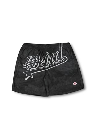 위얼드월드_웨이브로고 카모 매쉬 바스켓볼 팬츠_BLACK