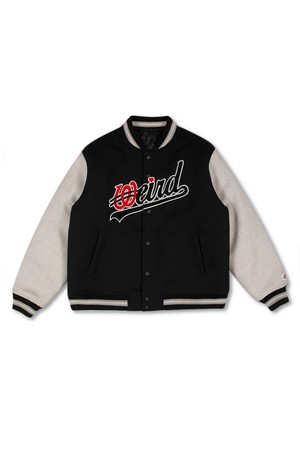 위얼드월드_하트로고 울 바시티 자켓